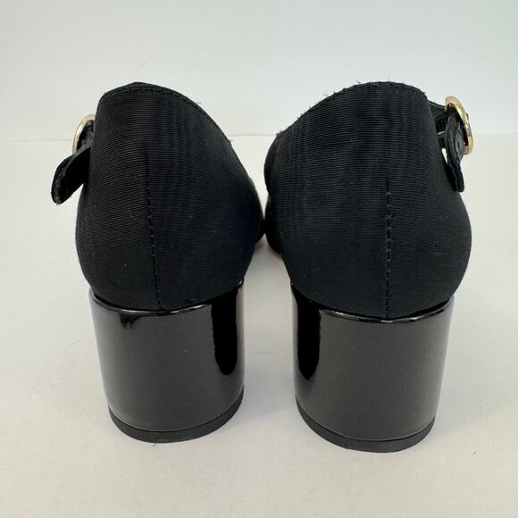 J. Crew Mille Ankle Stap Heels Mary Jane Moire Leather Black Size Size 7.5 - Picture 10 of 13